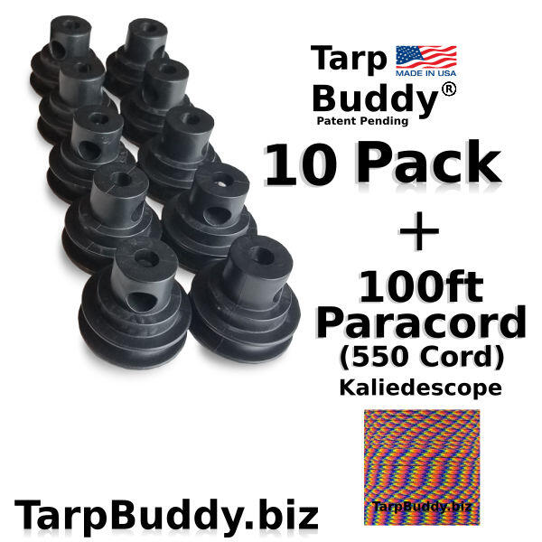 Tarp Buddy 10 pack w paracord Kaliedescope