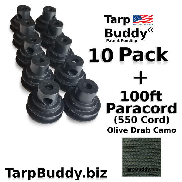 Tarp Buddy 10 pack w paracord Olive Drab Camo